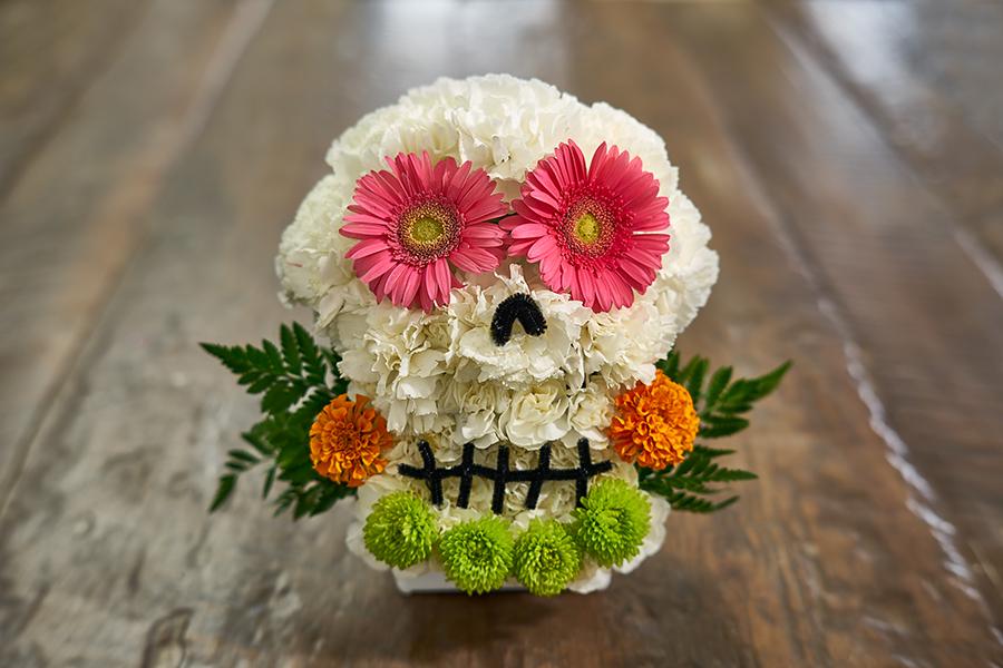 flower sugar skull pink flower marigold flower