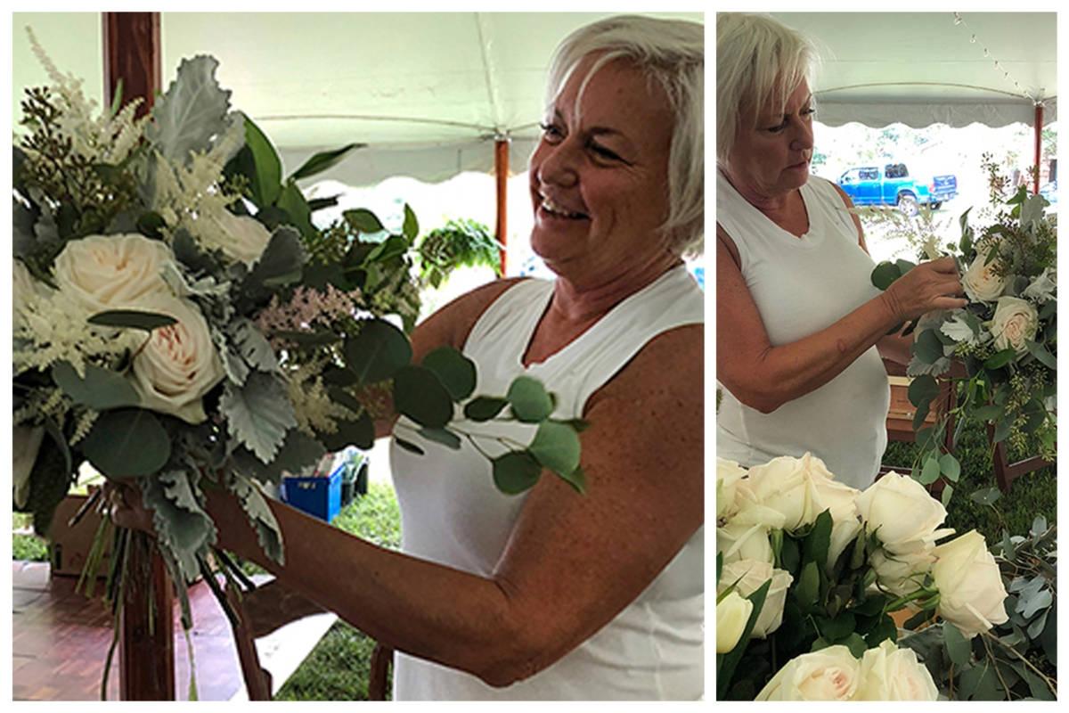 making bridal bouquet